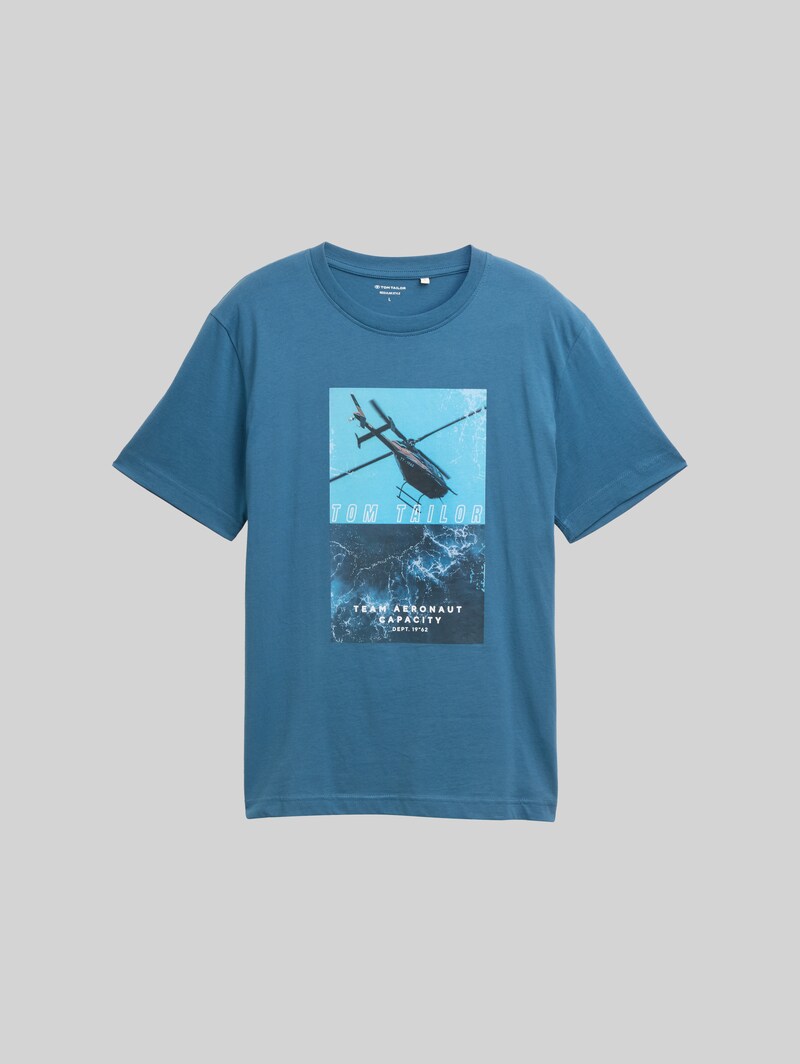 Tom Tailor T-Shirt mit Fotoprint - Real Teal Blue