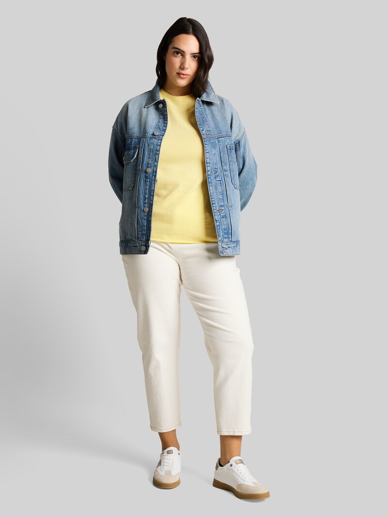Tom Tailor Plus Size - Loose Fit Strickpullover mit Kaschmir-Anteil - Soft Lemon Melange