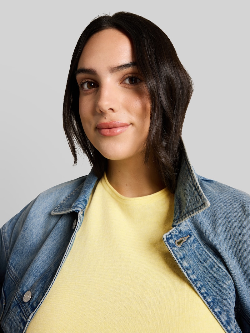 Tom Tailor Plus Size - Loose Fit Strickpullover mit Kaschmir-Anteil - Soft Lemon Melange