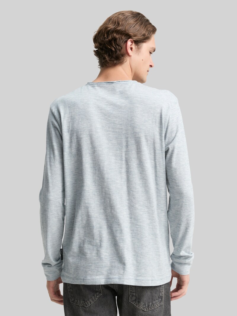 Tom Tailor Langarmshirt in Melange-Optik - Dusty Denim Blue