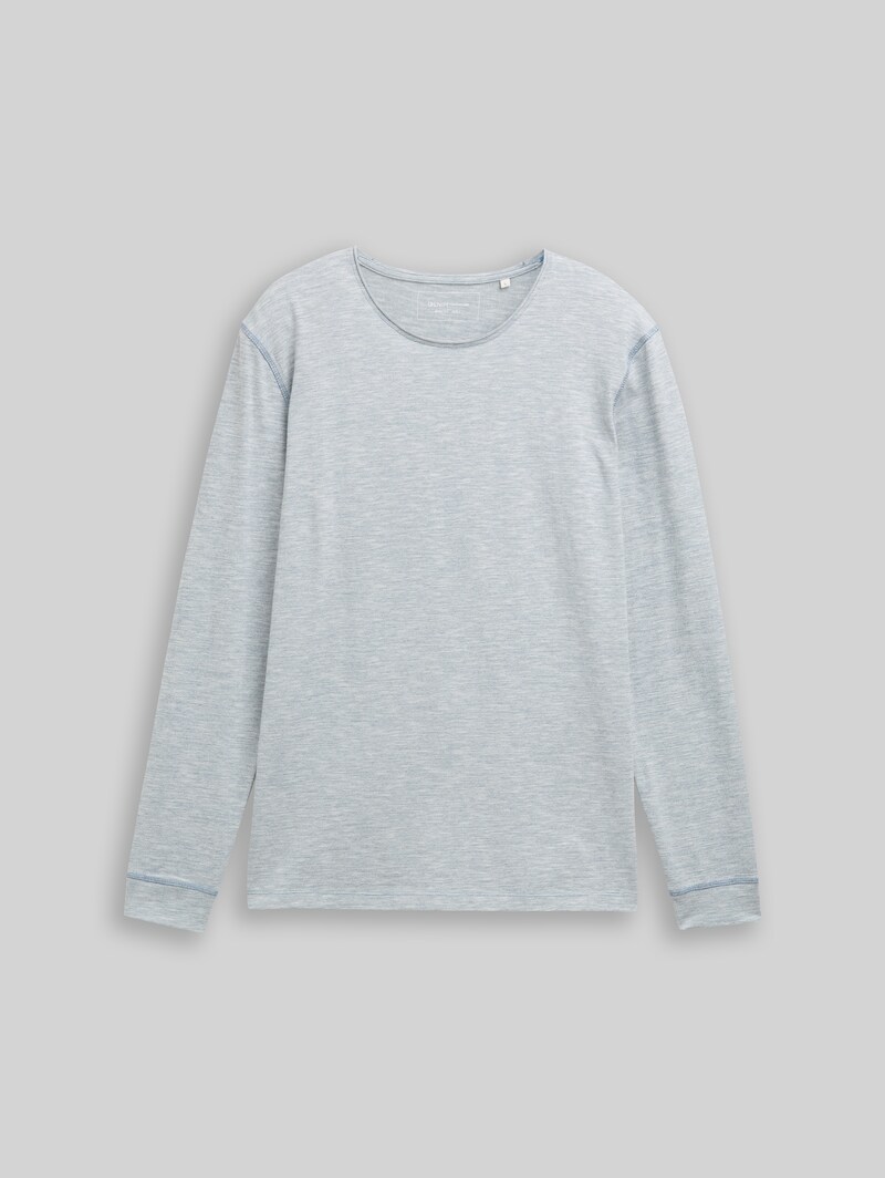 Tom Tailor Langarmshirt in Melange-Optik - Dusty Denim Blue