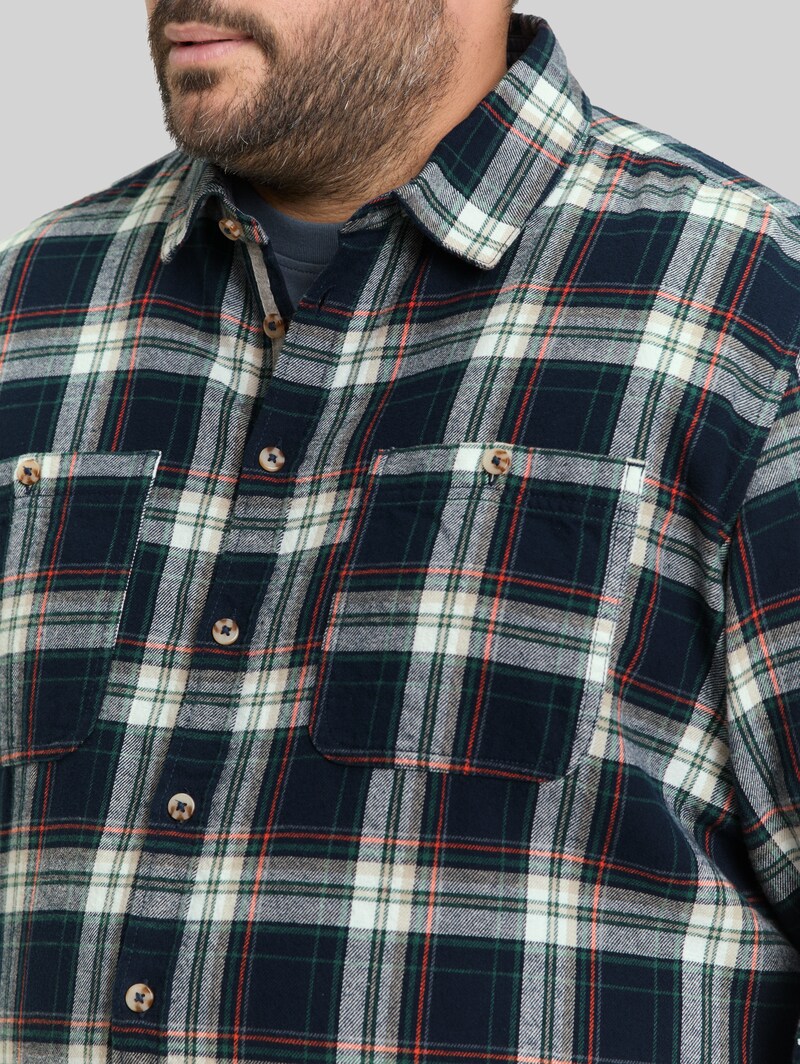 Tom Tailor Plus Size - Comfort Fit Flanell-Hemd mit Karomuster - Navy Multicolor Check
