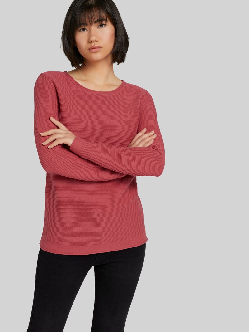 Tom Tailor Strickpullover mit Rundhalsausschnitt - Cozy Pink