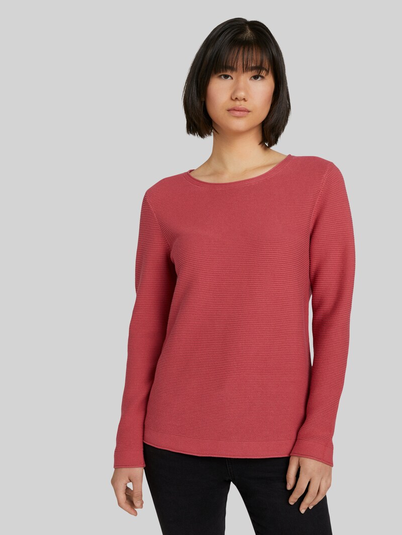 Tom Tailor Strickpullover mit Rundhalsausschnitt - Cozy Pink