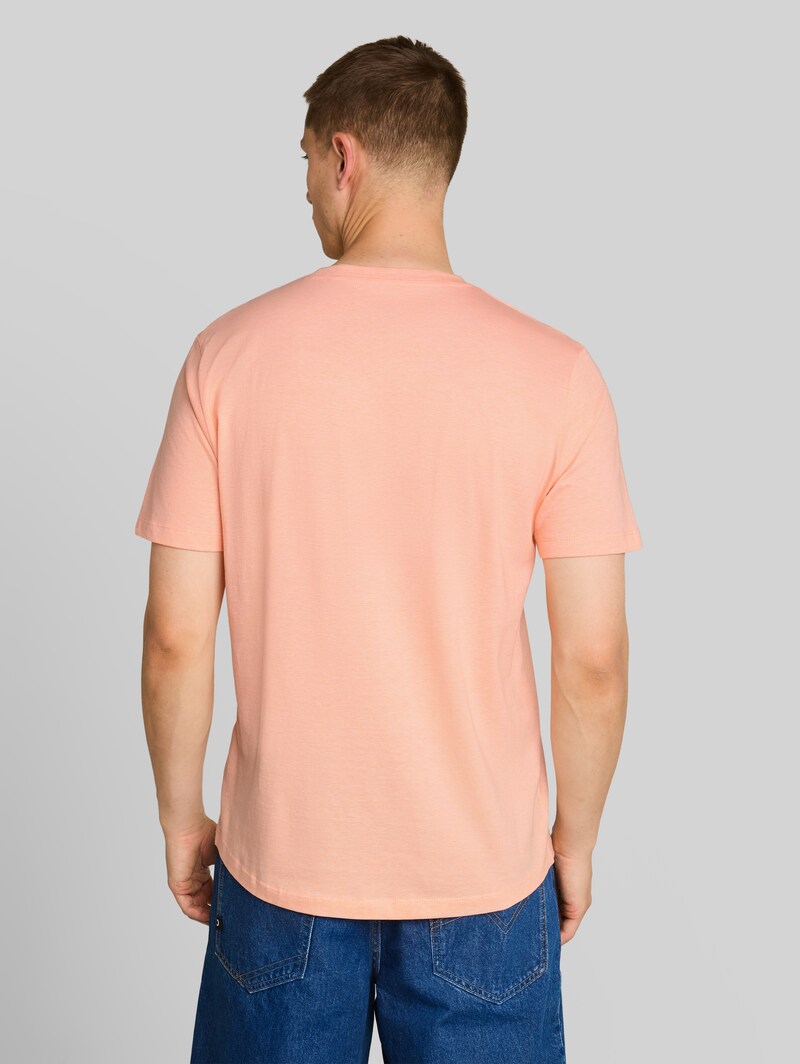 Tom Tailor T-Shirt mit feinem Streifenmuster - Peach Orange White Fine Stripe