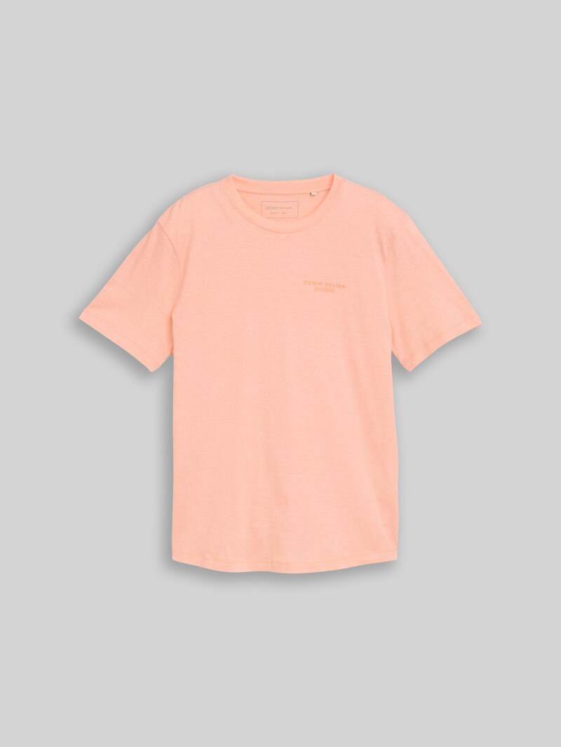 Tom Tailor T-Shirt mit feinem Streifenmuster - Peach Orange White Fine Stripe