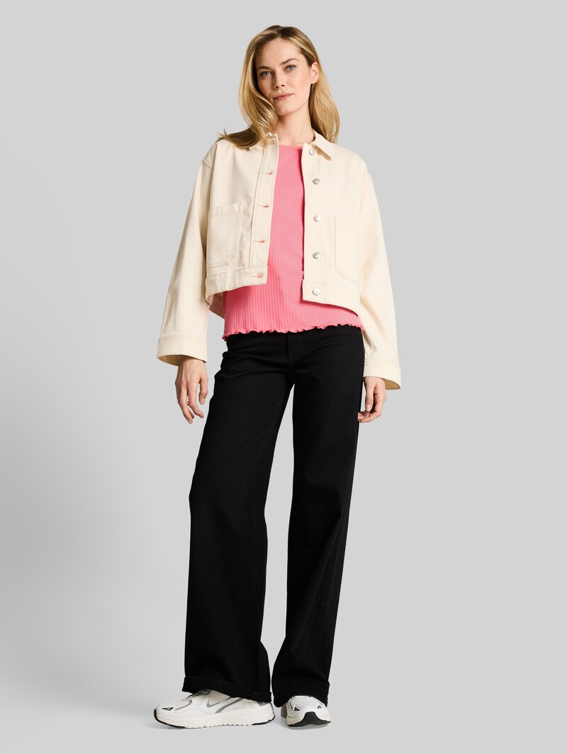 Tom Tailor T-Shirt mit Rippstruktur - Soft Fuchsia Pink