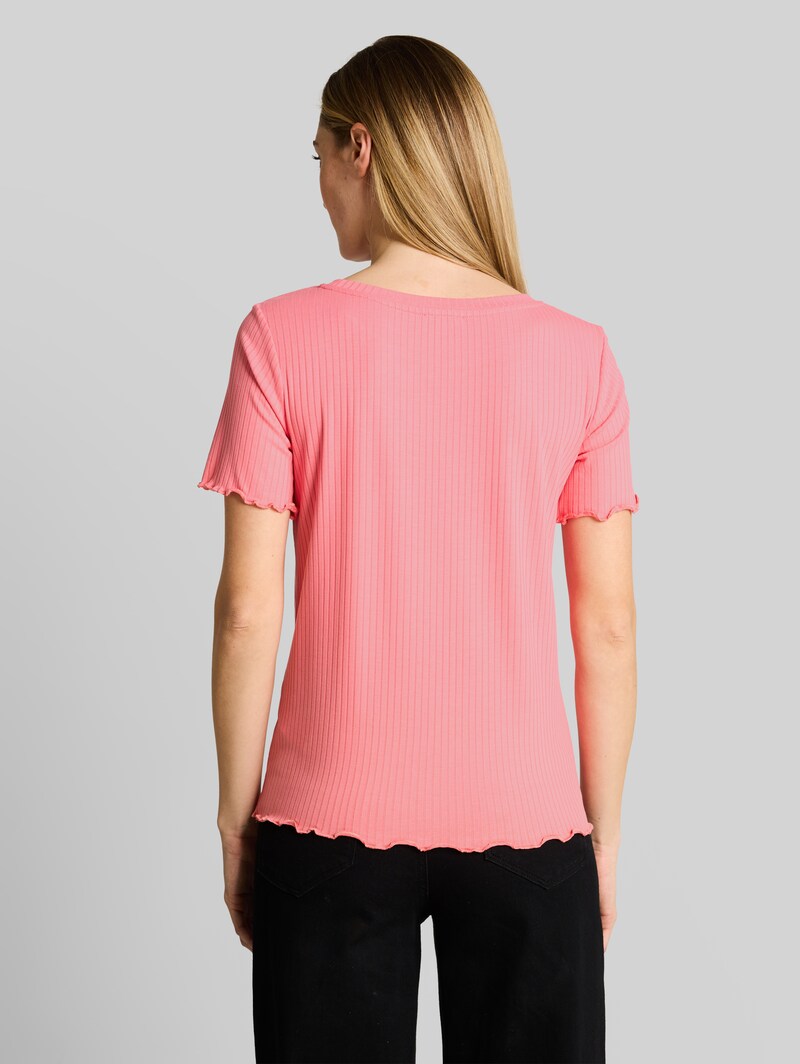 Tom Tailor T-Shirt mit Rippstruktur - Soft Fuchsia Pink