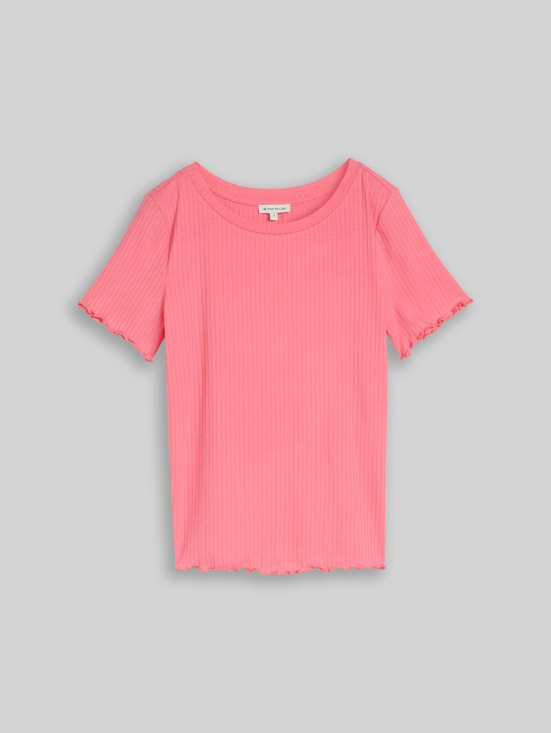 Tom Tailor T-Shirt mit Rippstruktur - Soft Fuchsia Pink