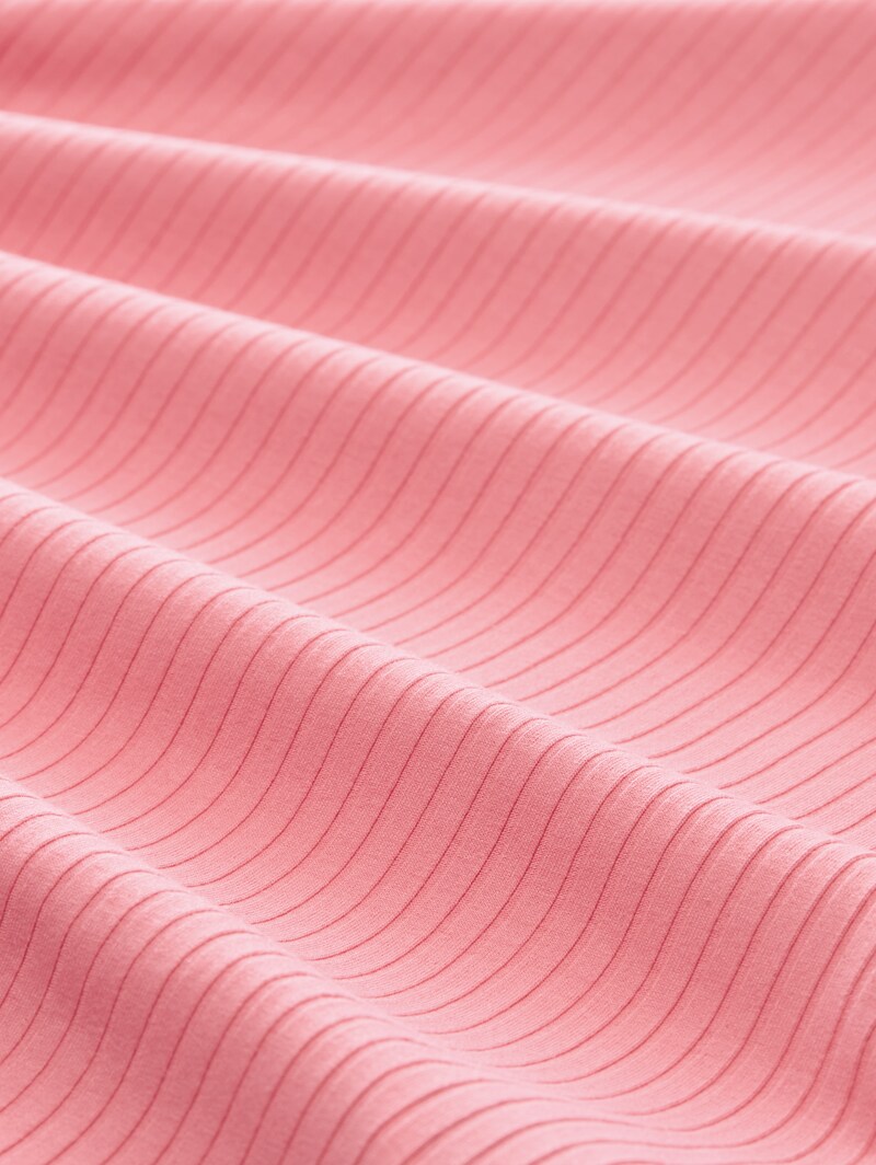 Tom Tailor T-Shirt mit Rippstruktur - Soft Fuchsia Pink