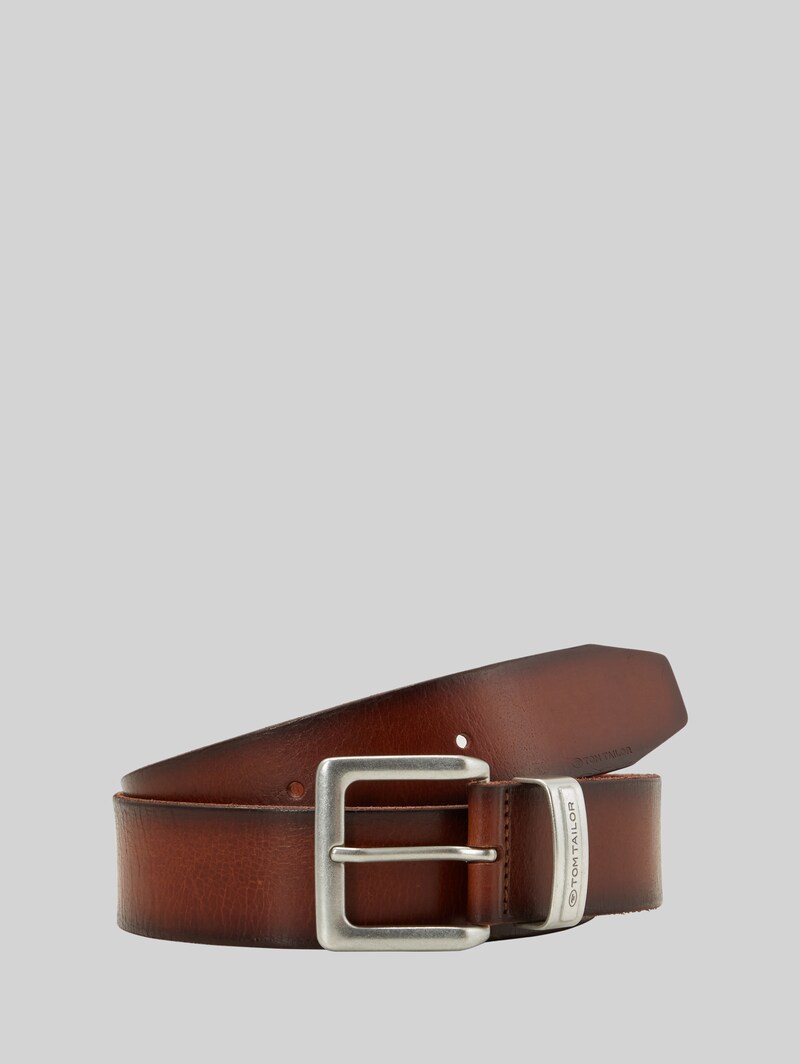 Tom Tailor TTJACOB Ledergürtel mit eckiger Dornschließe - Light Brown