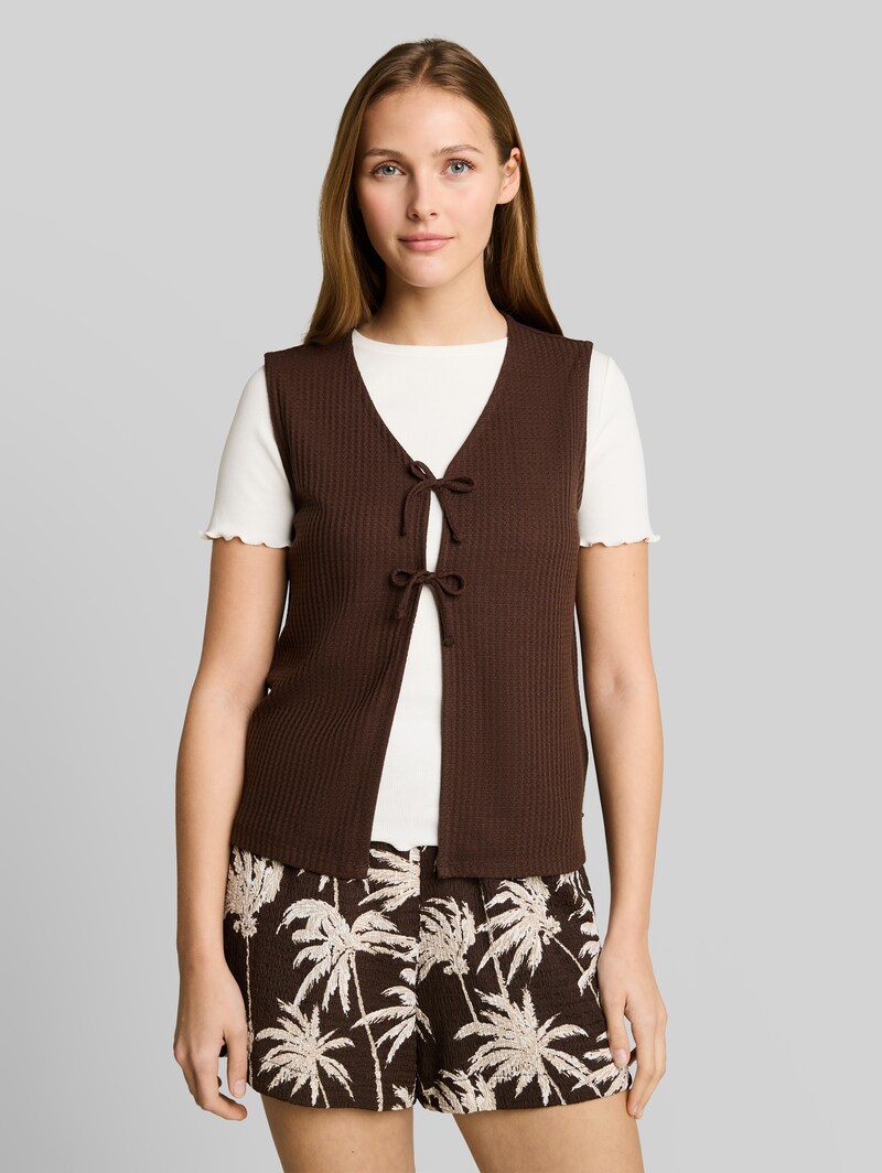 Tom Tailor Top mit Schleifen-Details - Cool Dark Brown Tom Tailor Top mit Schleifen-Details - Cool Dark Brown