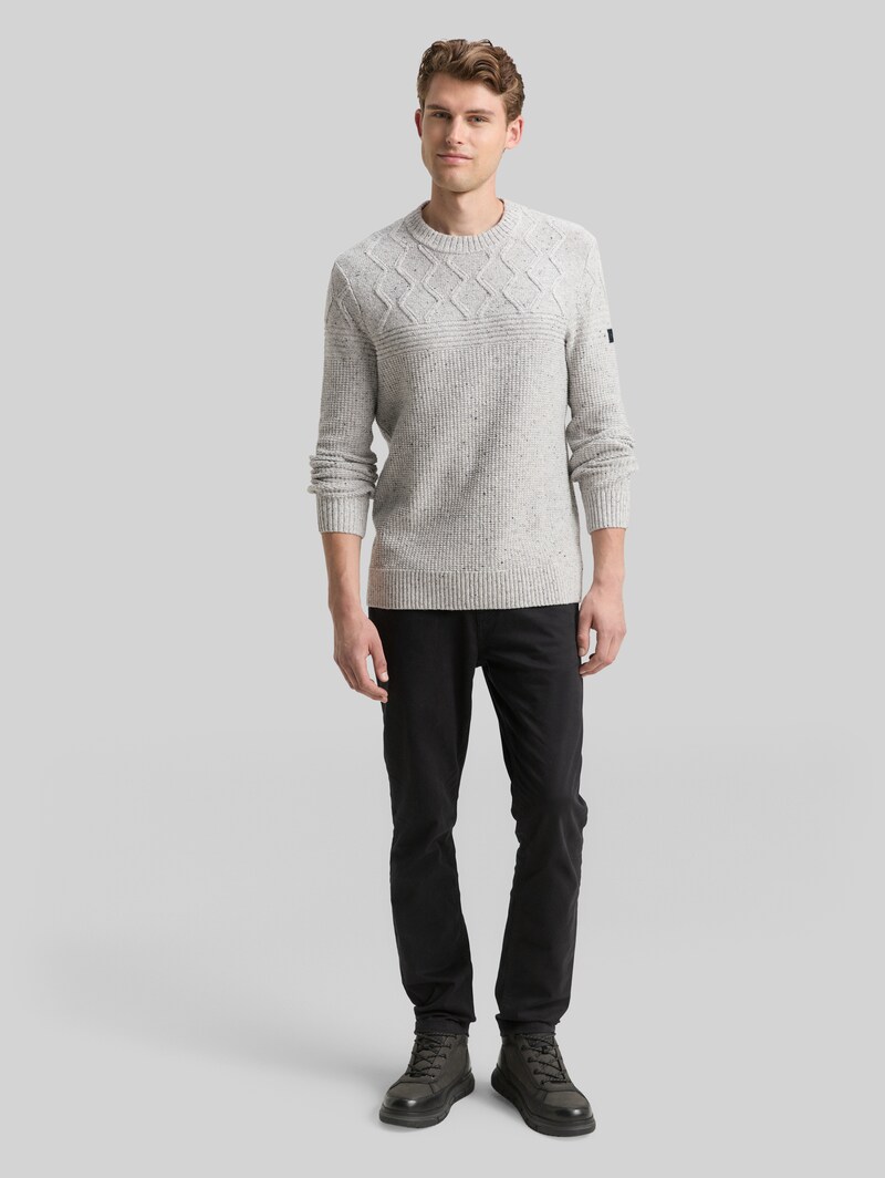Tom Tailor Strickpullover mit Strukturmix - Grey Melange Multi Neps