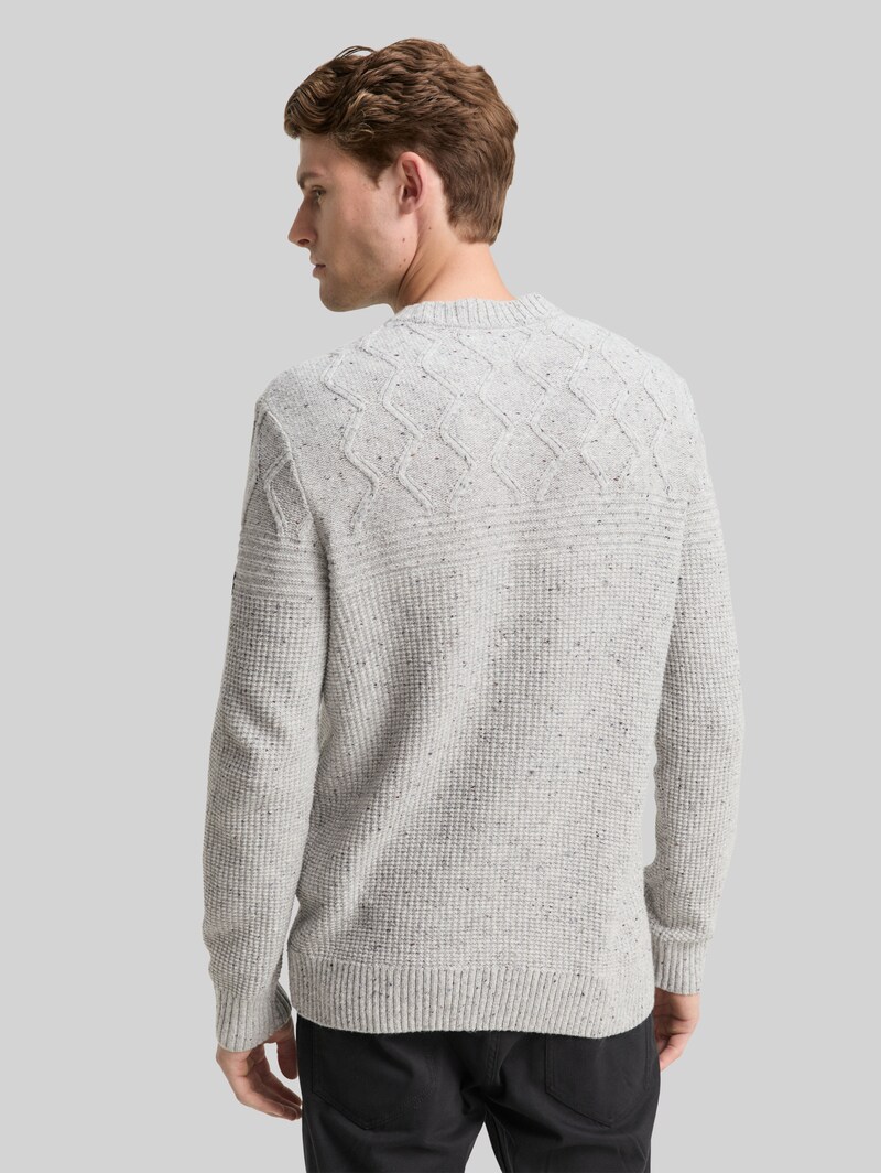 Tom Tailor Strickpullover mit Strukturmix - Grey Melange Multi Neps