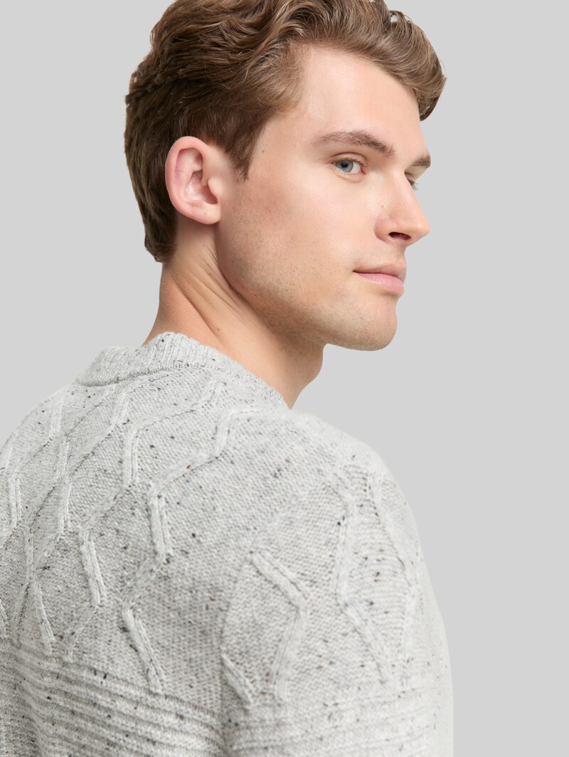Tom Tailor Strickpullover mit Strukturmix - Grey Melange Multi Neps
