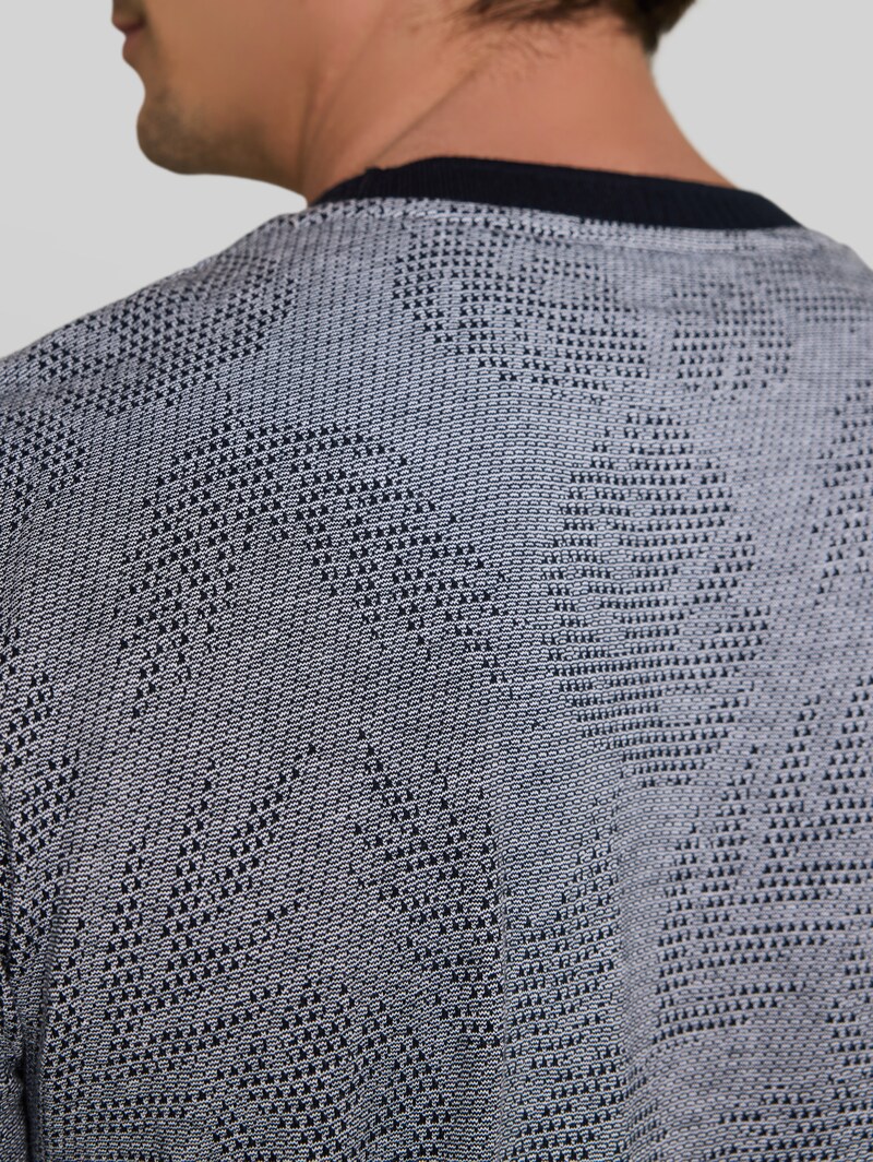 Tom Tailor Jacquard T-Shirt mit Muster - Navy Leaf Jacquard Design