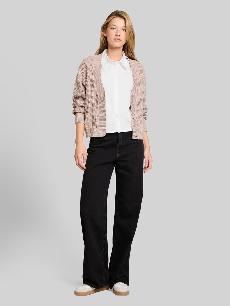 Tom Tailor Boxy Fit Hemdbluse mit Stickereien - White Tonal Daisy Embroidery