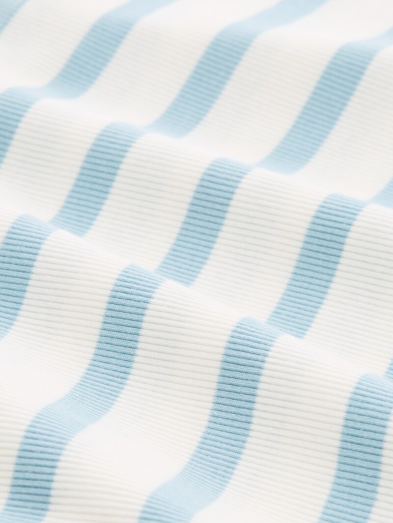Tom Tailor Slim Fit Henley Langarmshirt - Calm Blue White Stripe