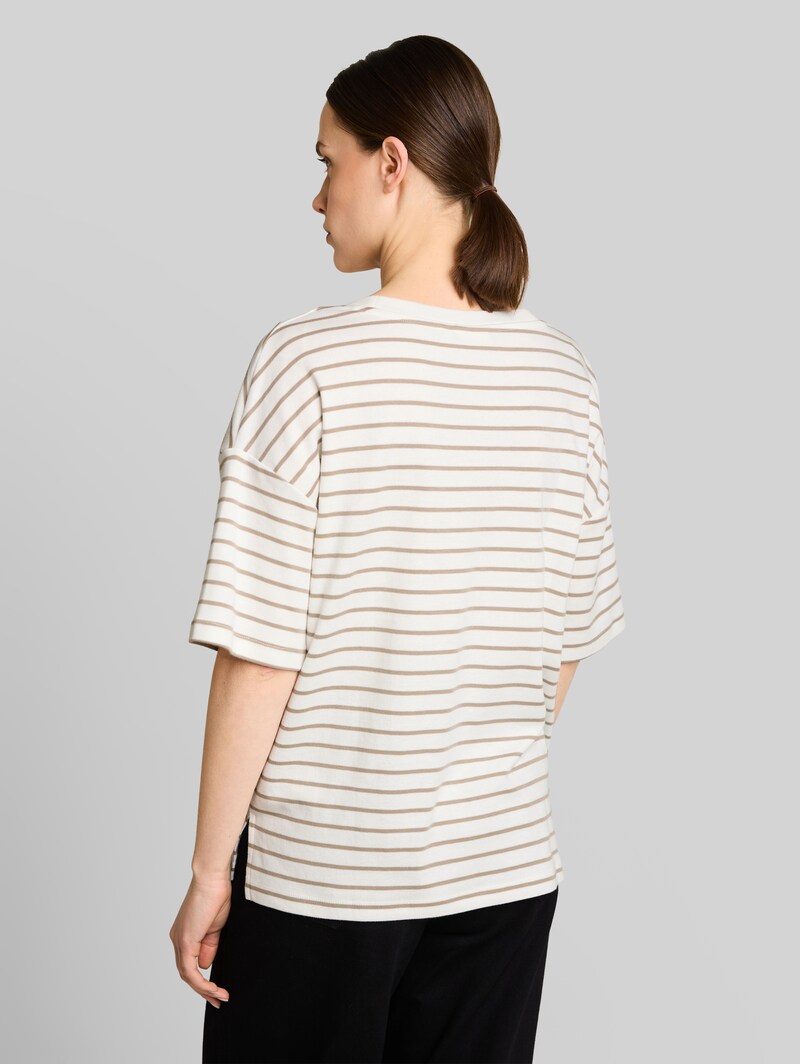 Tom Tailor Oversize T-Shirt mit Streifenmuster - White Beige Irregular Stripe
