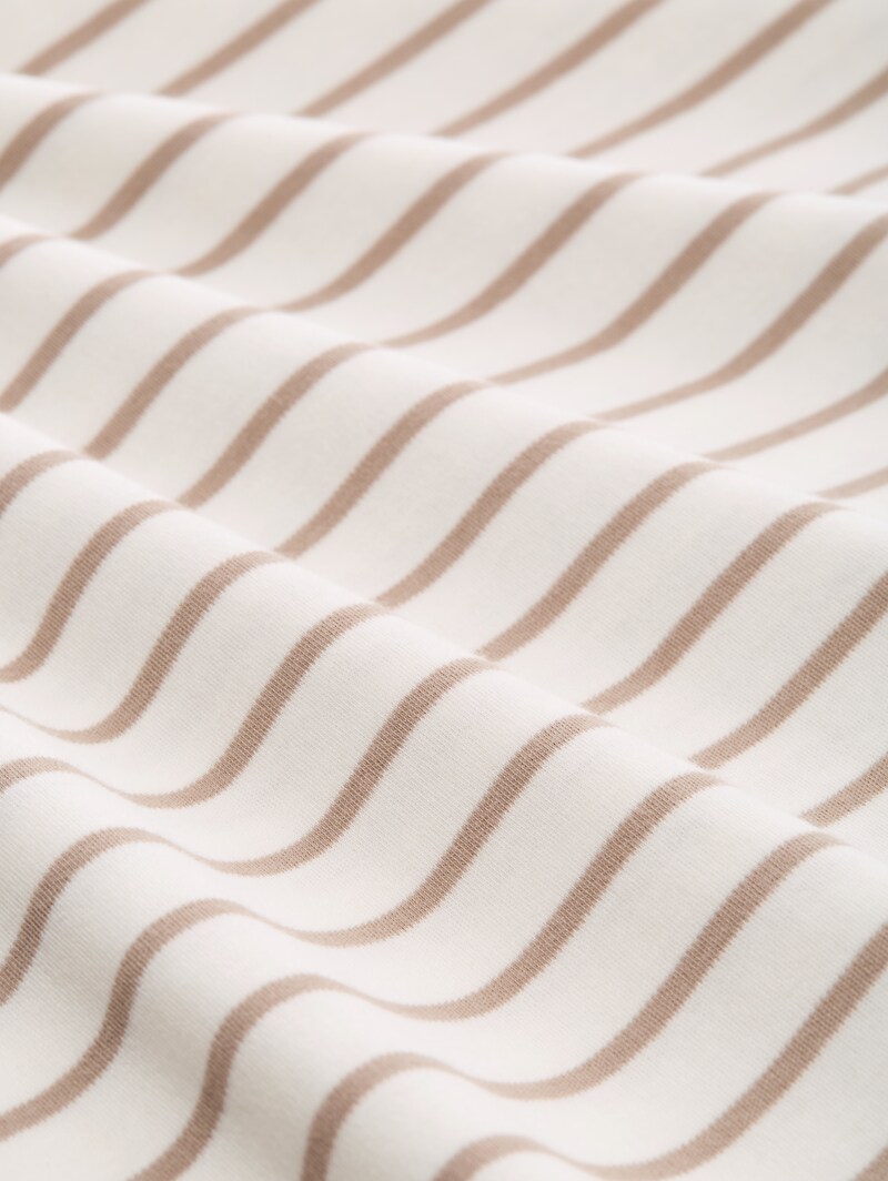 Tom Tailor Oversize T-Shirt mit Streifenmuster - White Beige Irregular Stripe