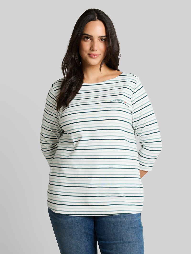 Tom Tailor Plus Size - Langarmshirt mit Streifenmuster - Blue Haze Multicolor Stripe Tom Tailor Plus Size - Langarmshirt mit Streifenmuster - Blue Haze Multicolor Stripe