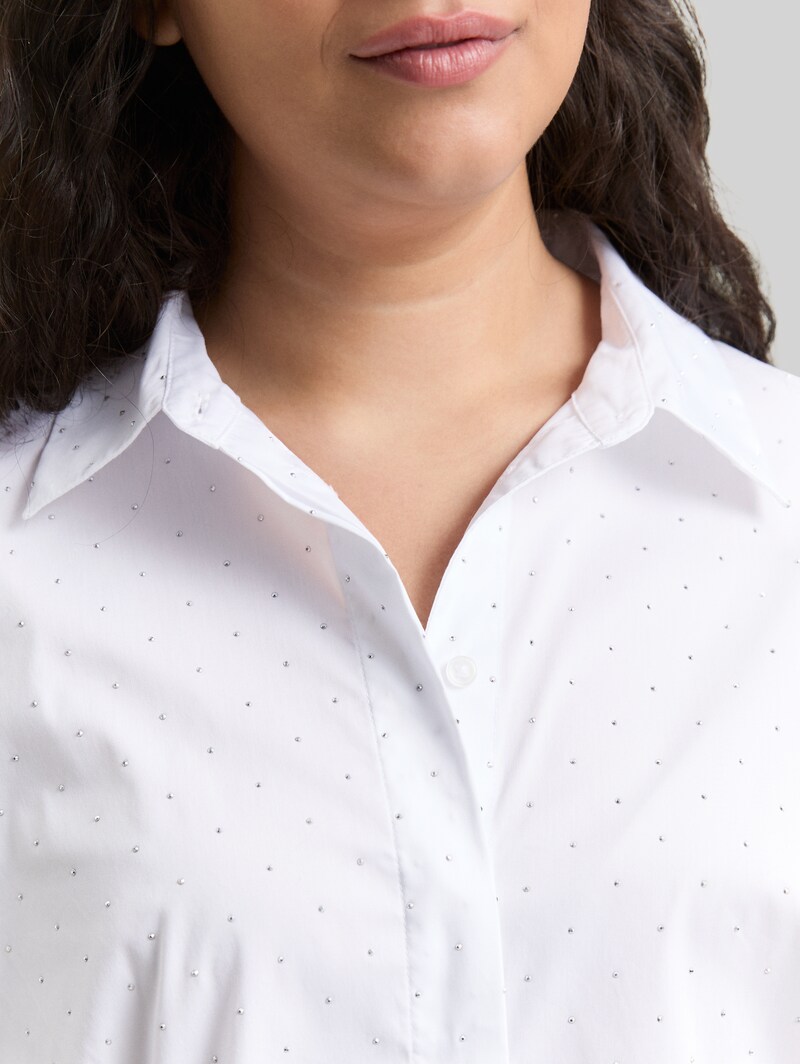 Tom Tailor Plus Size - Loose Fit Bluse mit Strasssteinen - Stones On Solid
