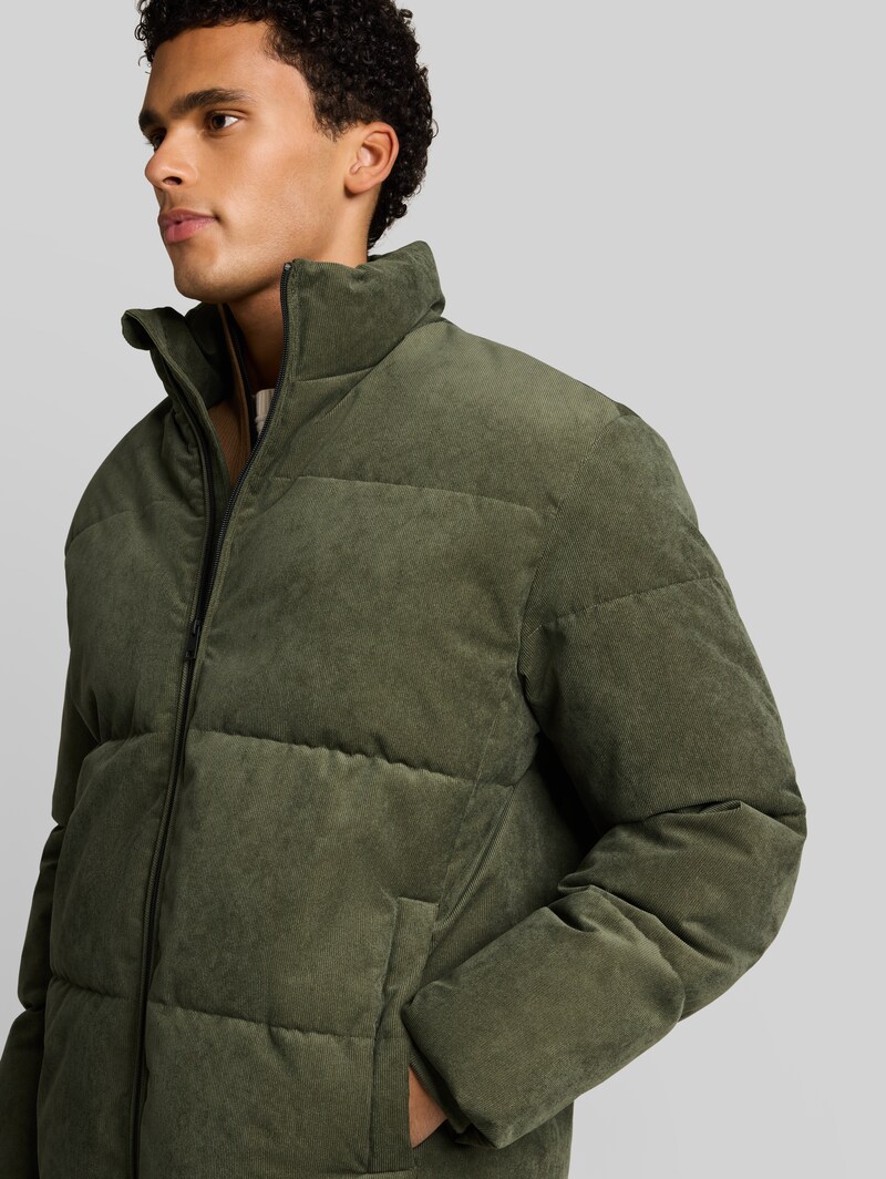 Tom Tailor Relaxed Fit Cord Pufferjacke - Urban Olive Green
