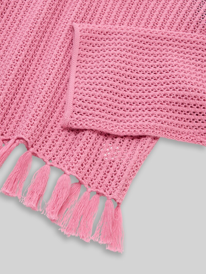 Tom Tailor Cropped Strickpullover mit Fransen - Soft Blush Rose