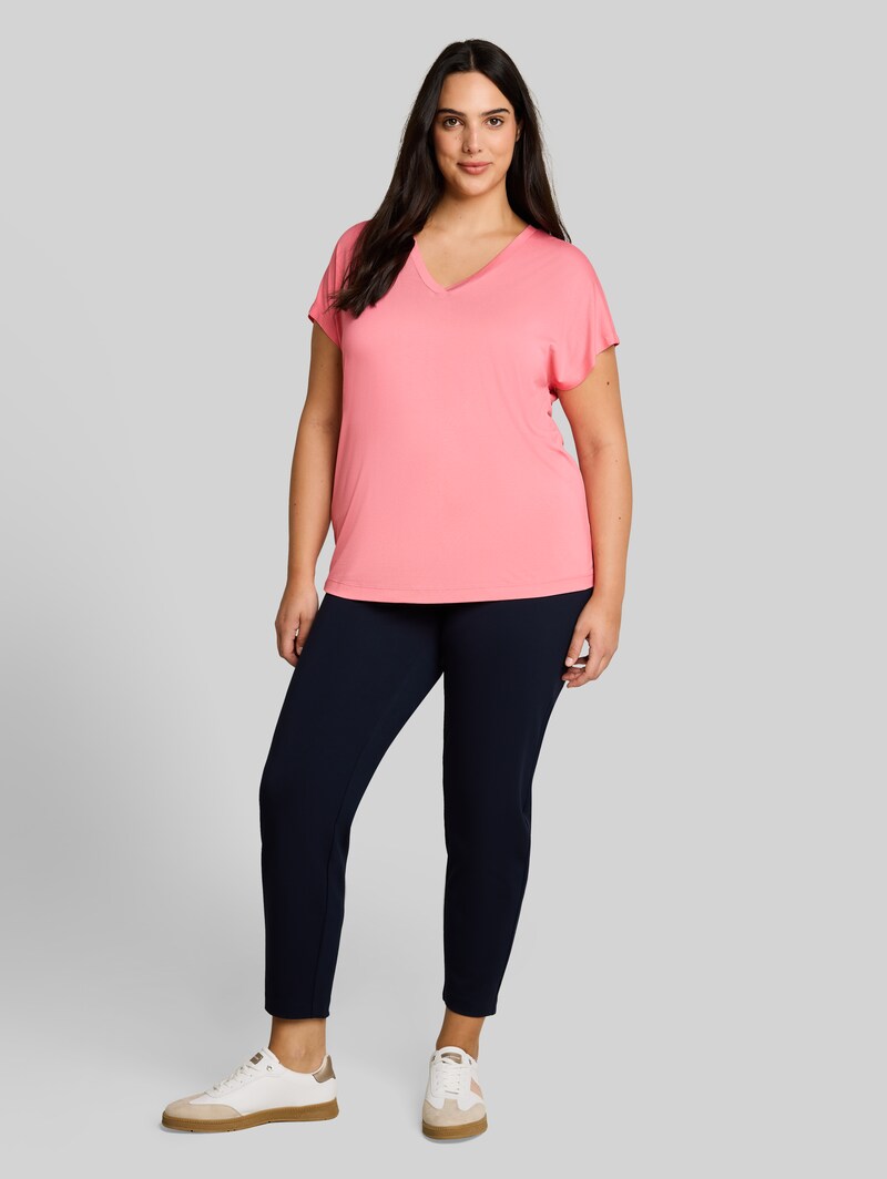 Tom Tailor Plus Size - T-Shirt mit V-Ausschnitt - Soft Fuchsia Pink