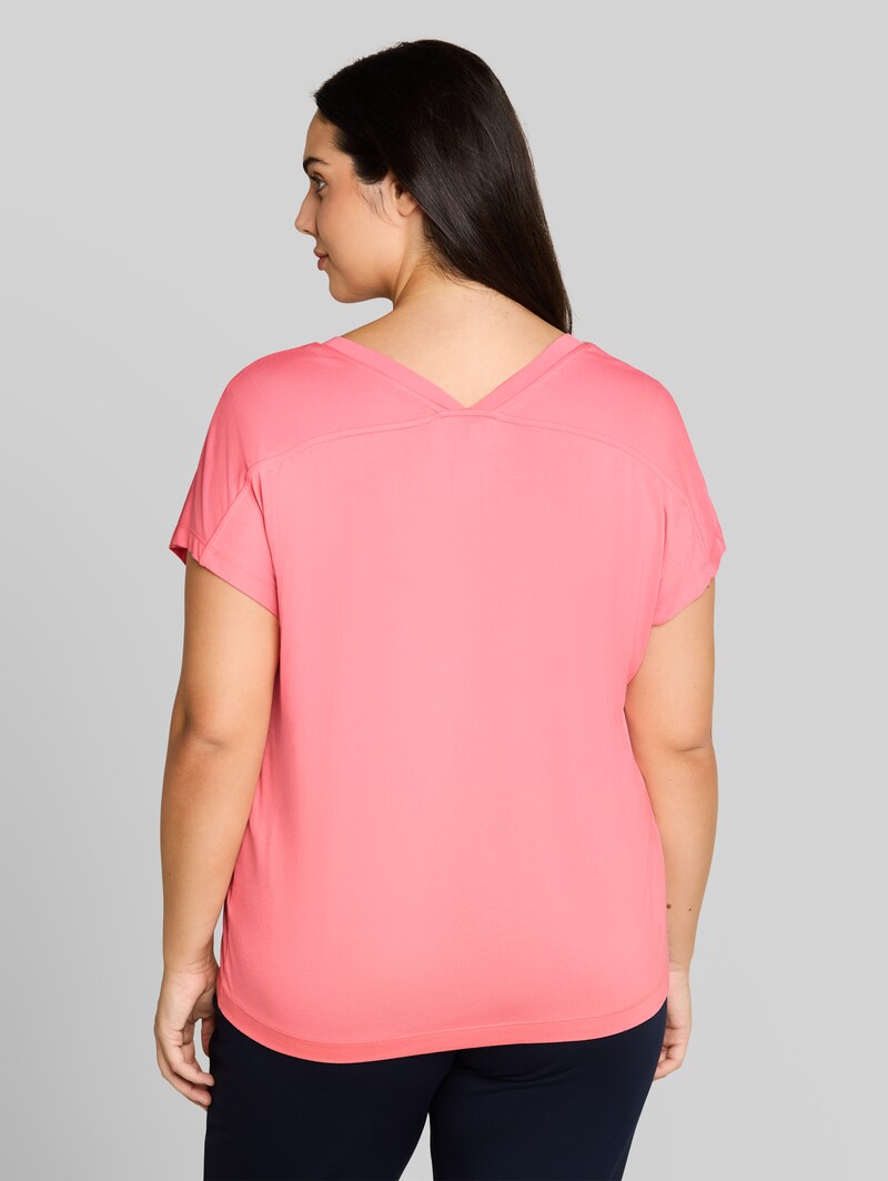 Tom Tailor Plus Size - T-Shirt mit V-Ausschnitt - Soft Fuchsia Pink