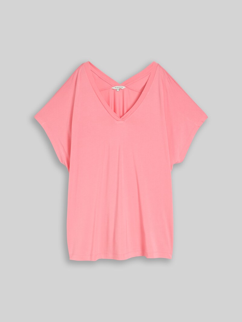 Tom Tailor Plus Size - T-Shirt mit V-Ausschnitt - Soft Fuchsia Pink