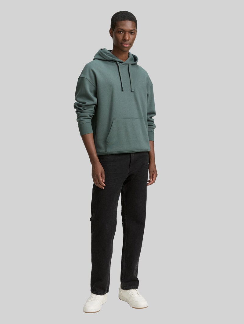 Tom Tailor Relaxed Fit Hoodie Sweatshirt mit Rückenprint - Washed Jasper Green