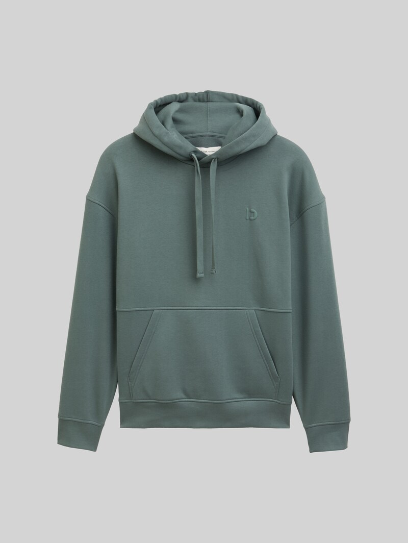 Tom Tailor Relaxed Fit Hoodie Sweatshirt mit Rückenprint - Washed Jasper Green