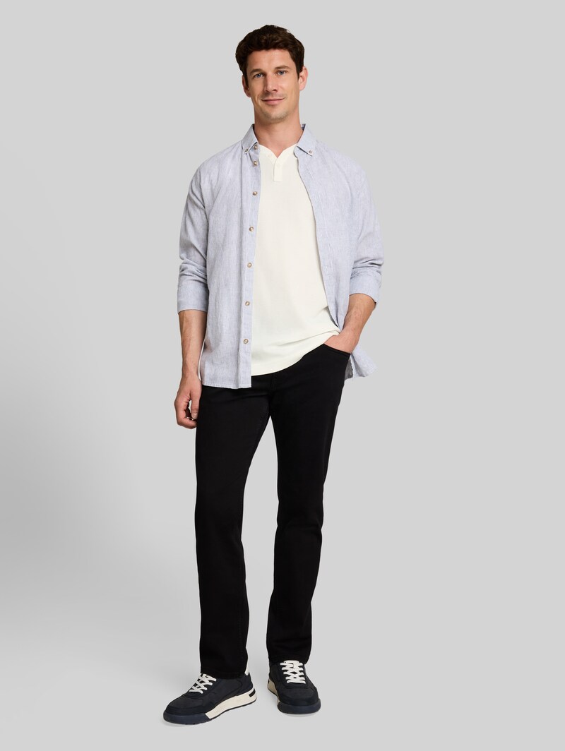 Tom Tailor Henley T-Shirt mit Waffelstruktur - Gardenia White