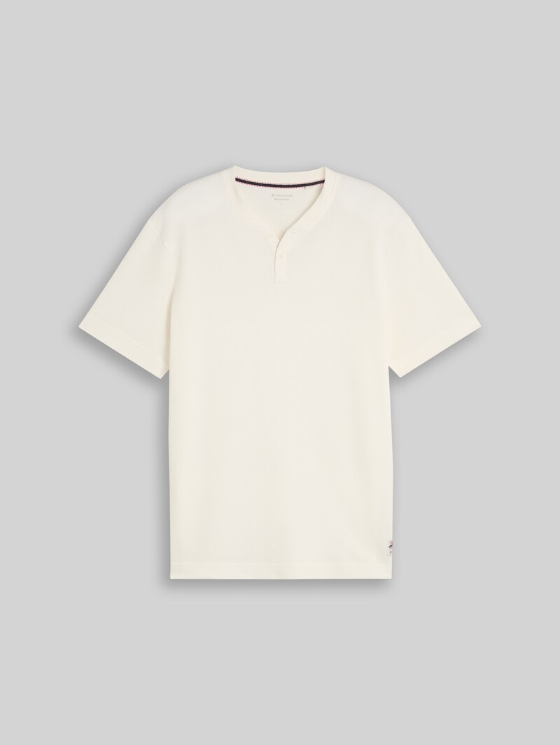 Tom Tailor Henley T-Shirt mit Waffelstruktur - Gardenia White