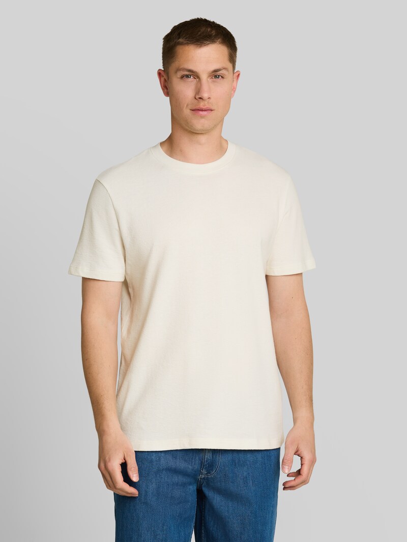 Tom Tailor Terry T-Shirt aus Baumwolle - Wool White Tom Tailor Terry T-Shirt aus Baumwolle - Wool White
