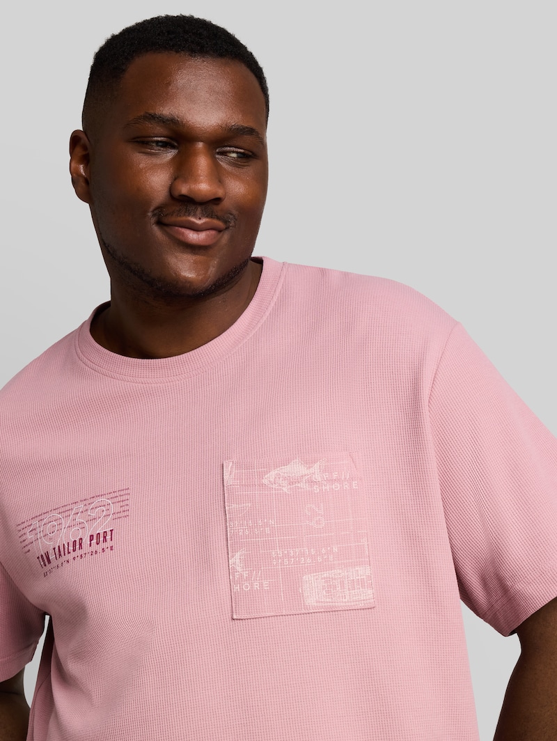 Tom Tailor Plus Size - T-Shirt mit Waffelstruktur - Dusty Rose