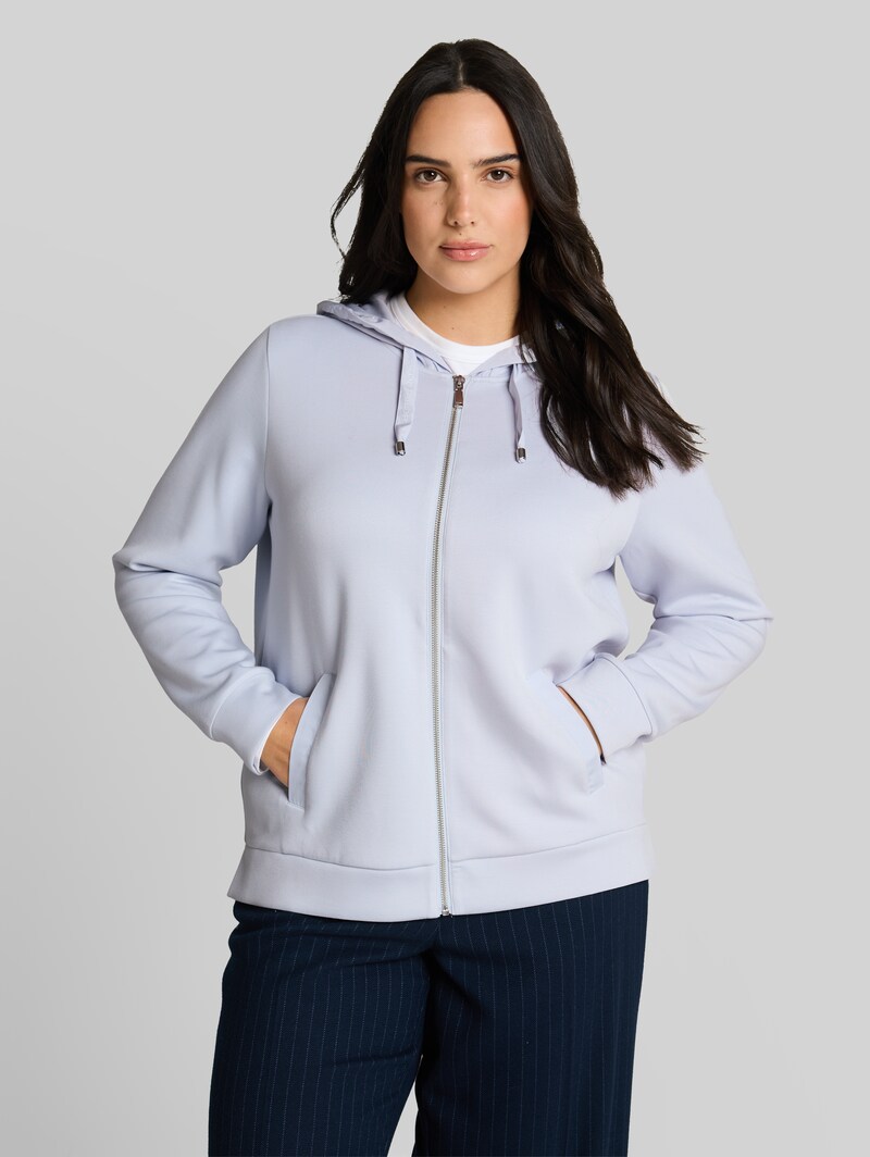 Tom Tailor Plus Size - Hoodie Sweatjacke aus Scuba - Soft Dusty Blue Tom Tailor Plus Size - Hoodie Sweatjacke aus Scuba - Soft Dusty Blue