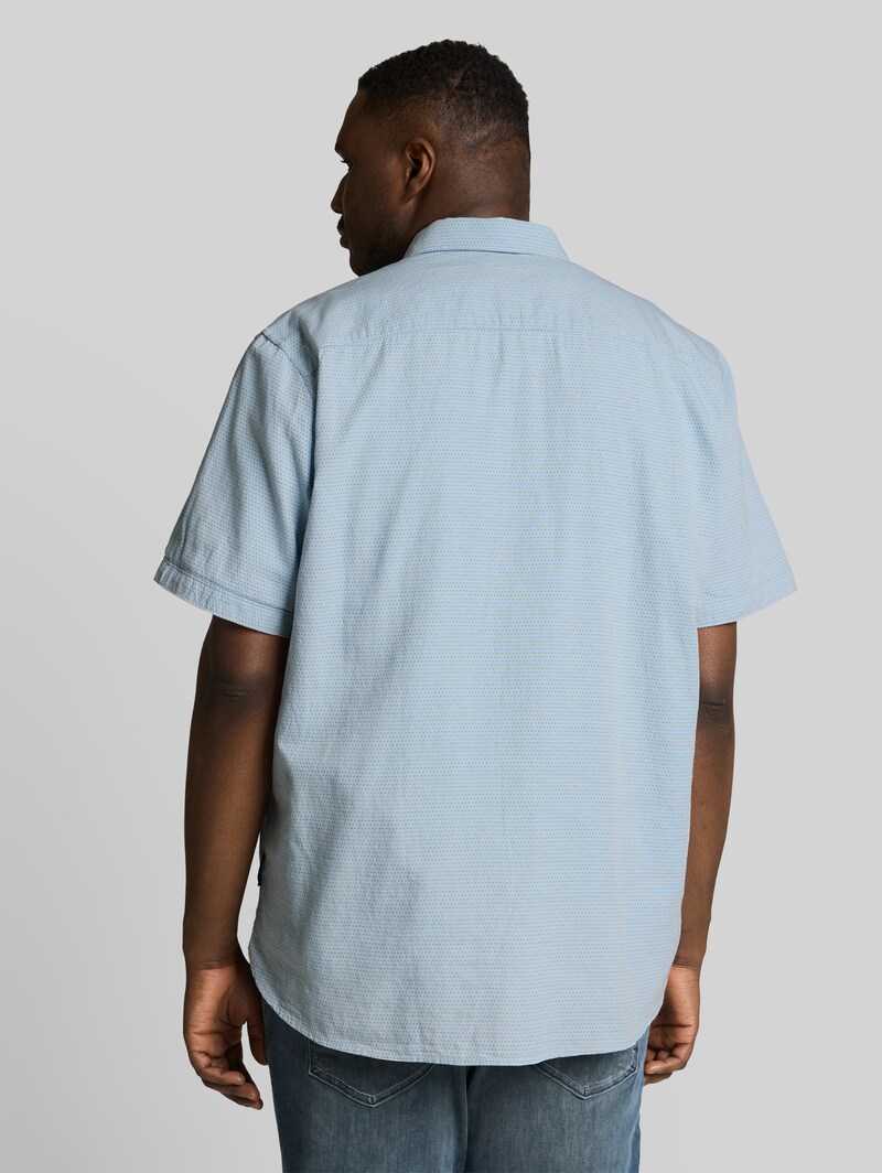 Tom Tailor Plus Size - Regular Fit Kurzarmhemd aus Baumwolle - Light Blue Dot Structure