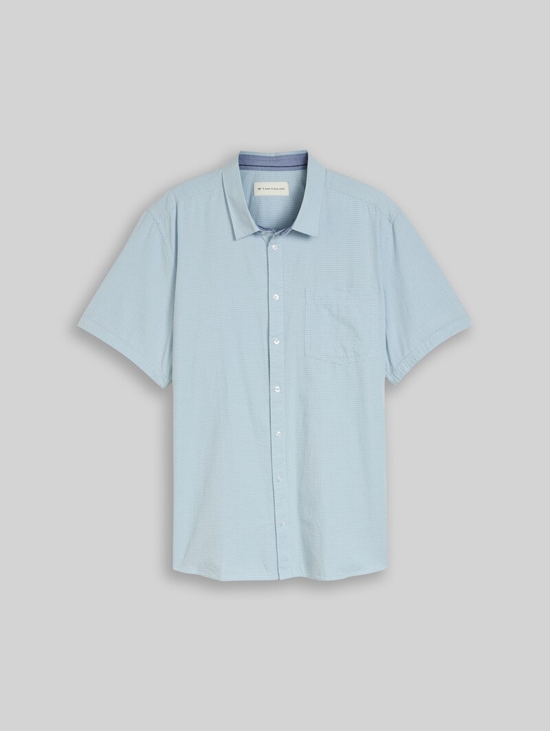 Tom Tailor Plus Size - Regular Fit Kurzarmhemd aus Baumwolle - Light Blue Dot Structure