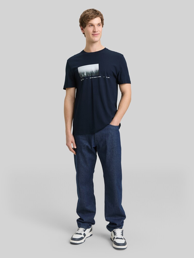 Tom Tailor T-Shirt mit Fotoprint - Sky Captain Blue