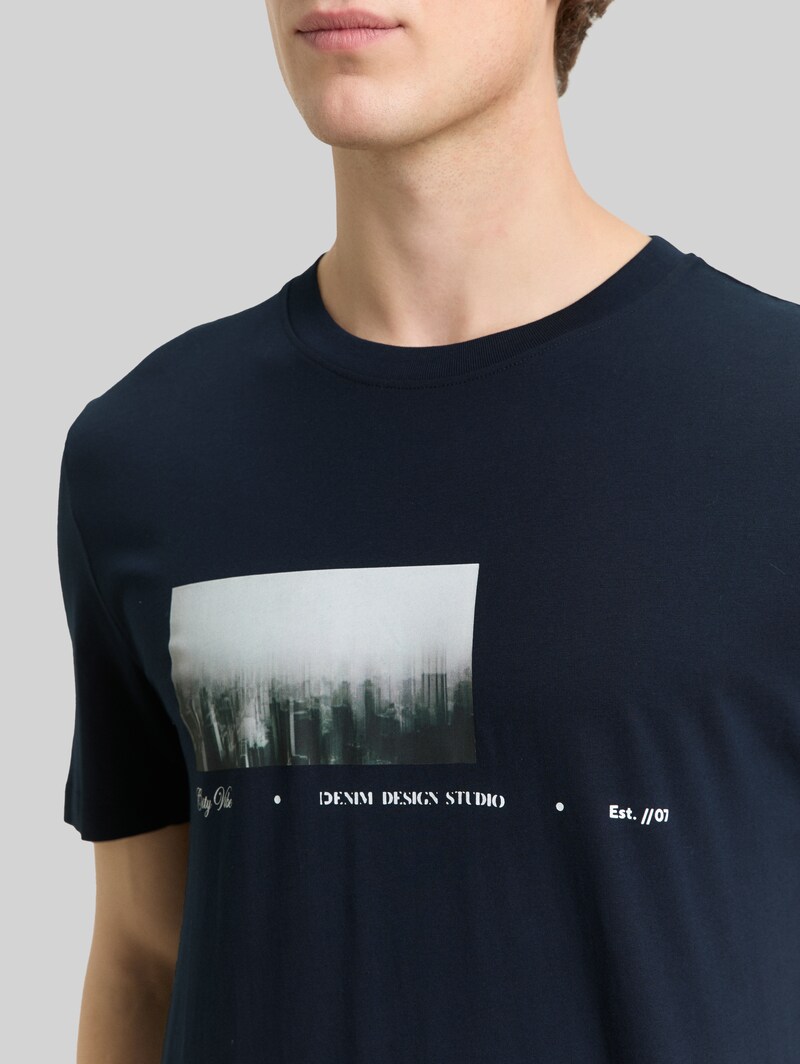 Tom Tailor T-Shirt mit Fotoprint - Sky Captain Blue