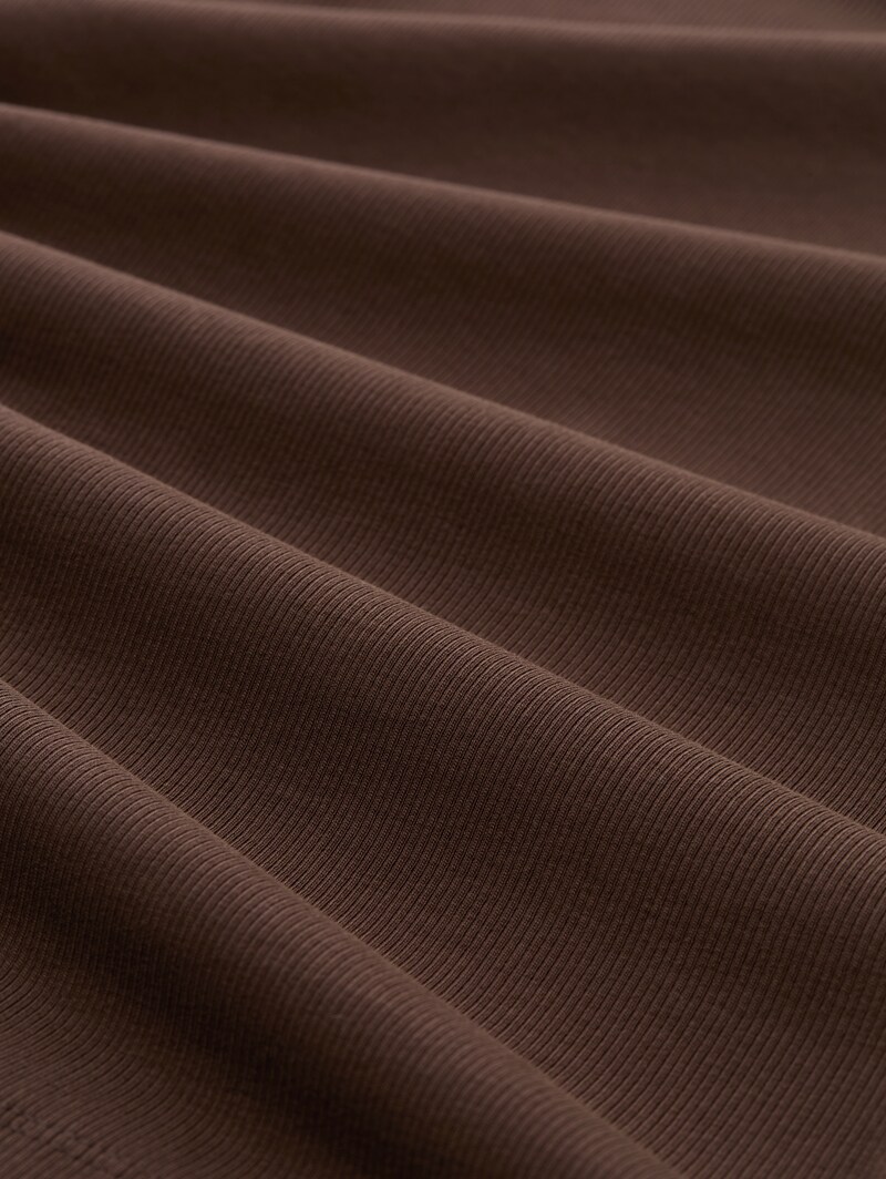 Tom Tailor Slim Fit Langarmshirt mit Rippstruktur - Cool Dark Brown