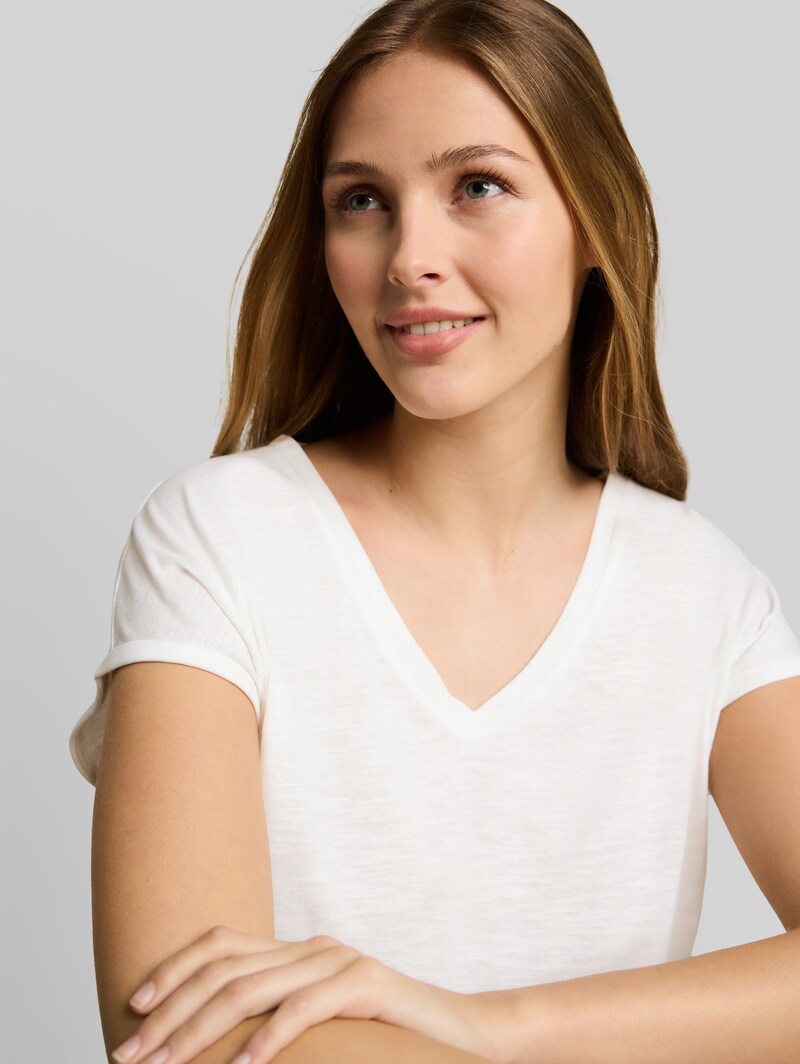 Tom Tailor T-Shirt aus Baumwolle - Off White