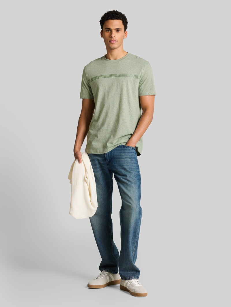 Tom Tailor T-Shirt in Melange-Optik - Frozen Light Mint Melange
