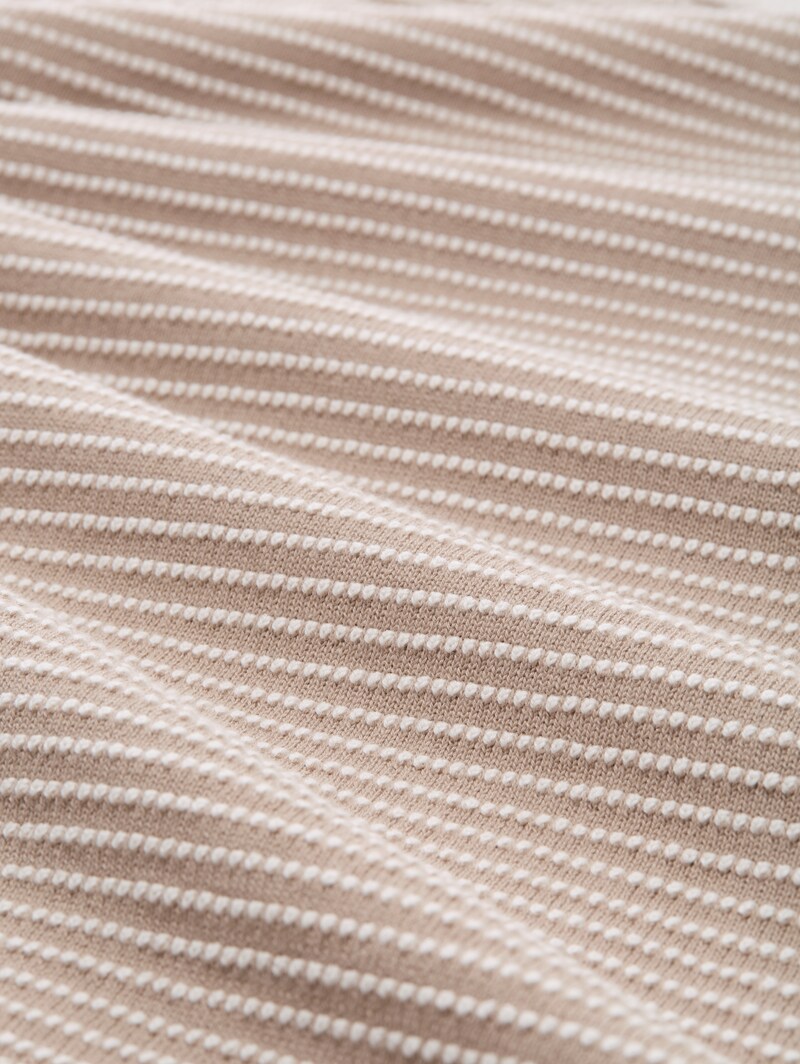 Tom Tailor Strickpullover mit Streifen - Soft Taupe Bubble Knit Stripe