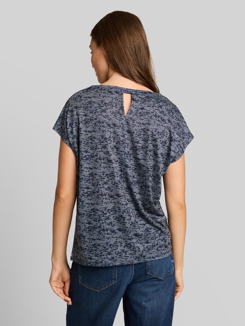 Tom Tailor T-Shirt mit Blumenmuster - Sky Captain Blue