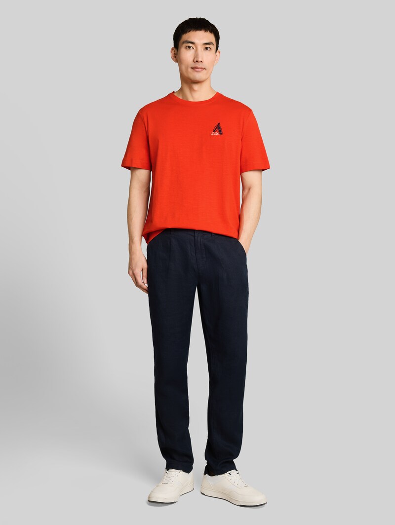Tom Tailor T-Shirt mit Stickerei - Orange Red