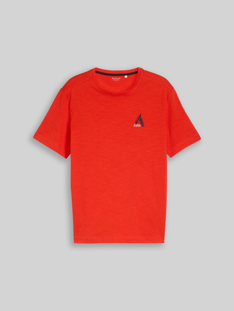 Tom Tailor T-Shirt mit Stickerei - Orange Red