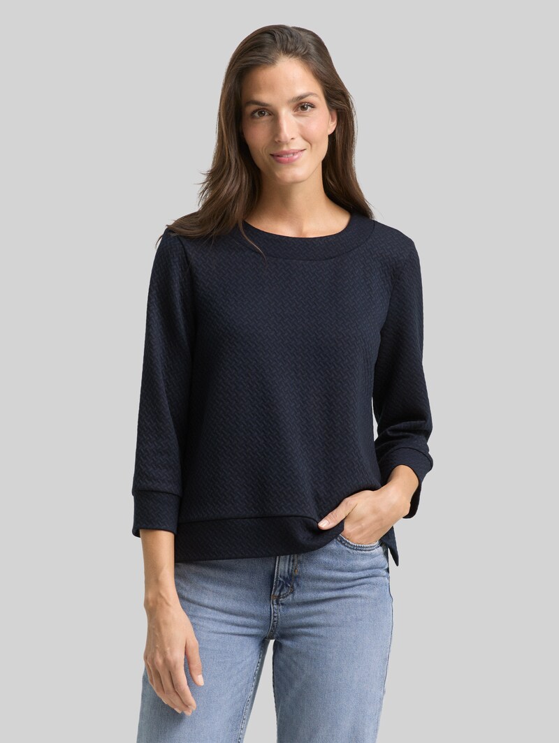 Tom Tailor Boxy Fit Sweatshirt mit 7/8-Arm - Sky Captain Blue Tom Tailor Boxy Fit Sweatshirt mit 7/8-Arm - Sky Captain Blue